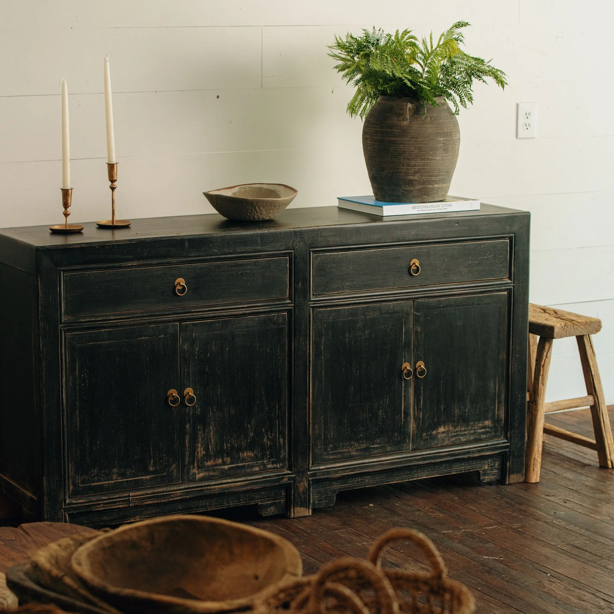 2 Drawer Black Buffet Cabinet - Image 3