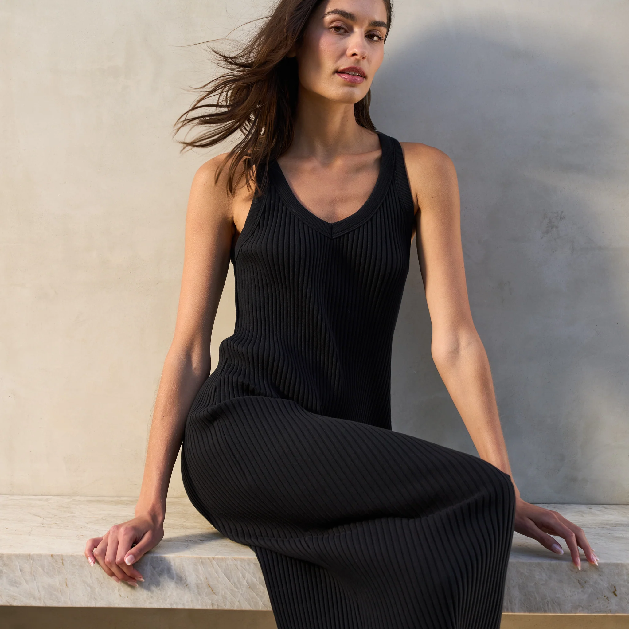 Duluth V Neck Rib Tank Dress - Image 5