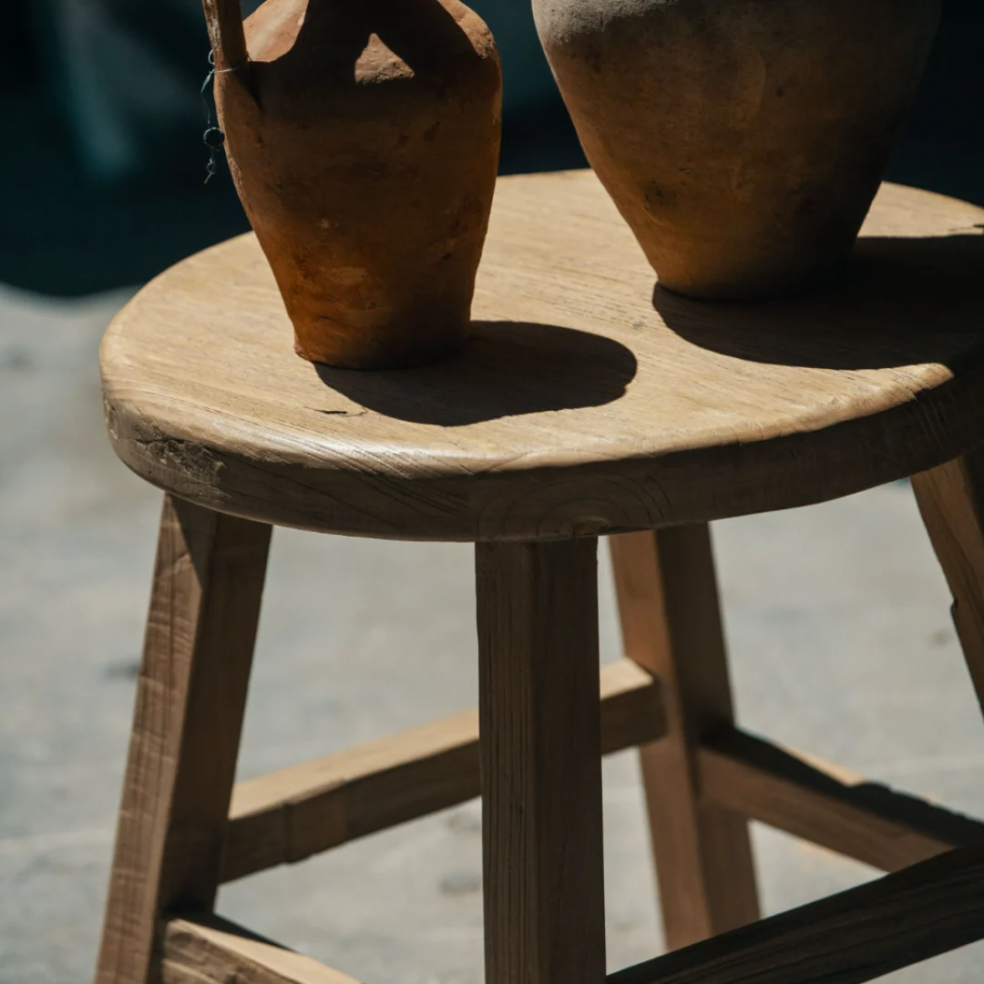 Elm Wood Round Side Table - Image 3