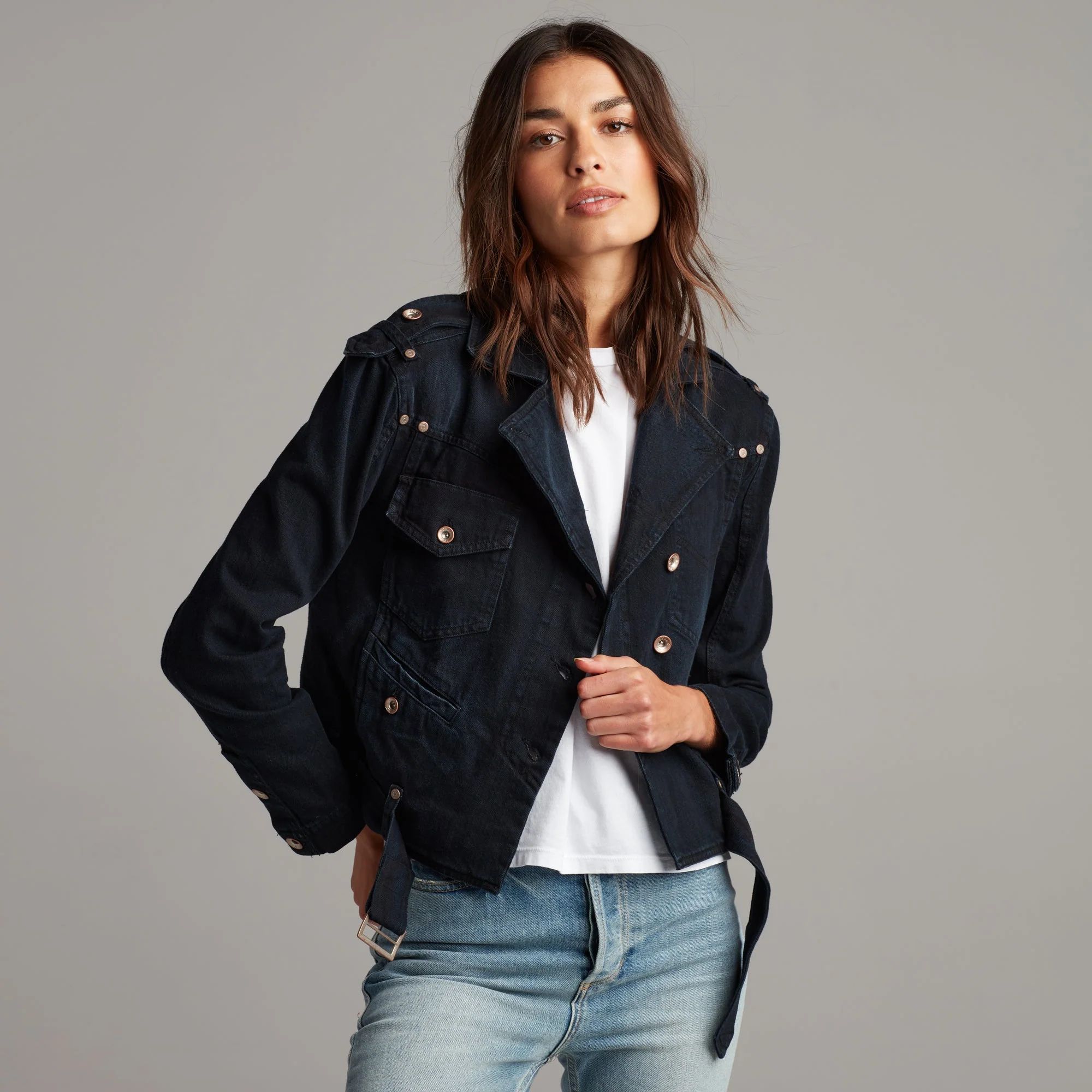 Jamie Cropped Denim Moto - Image 3