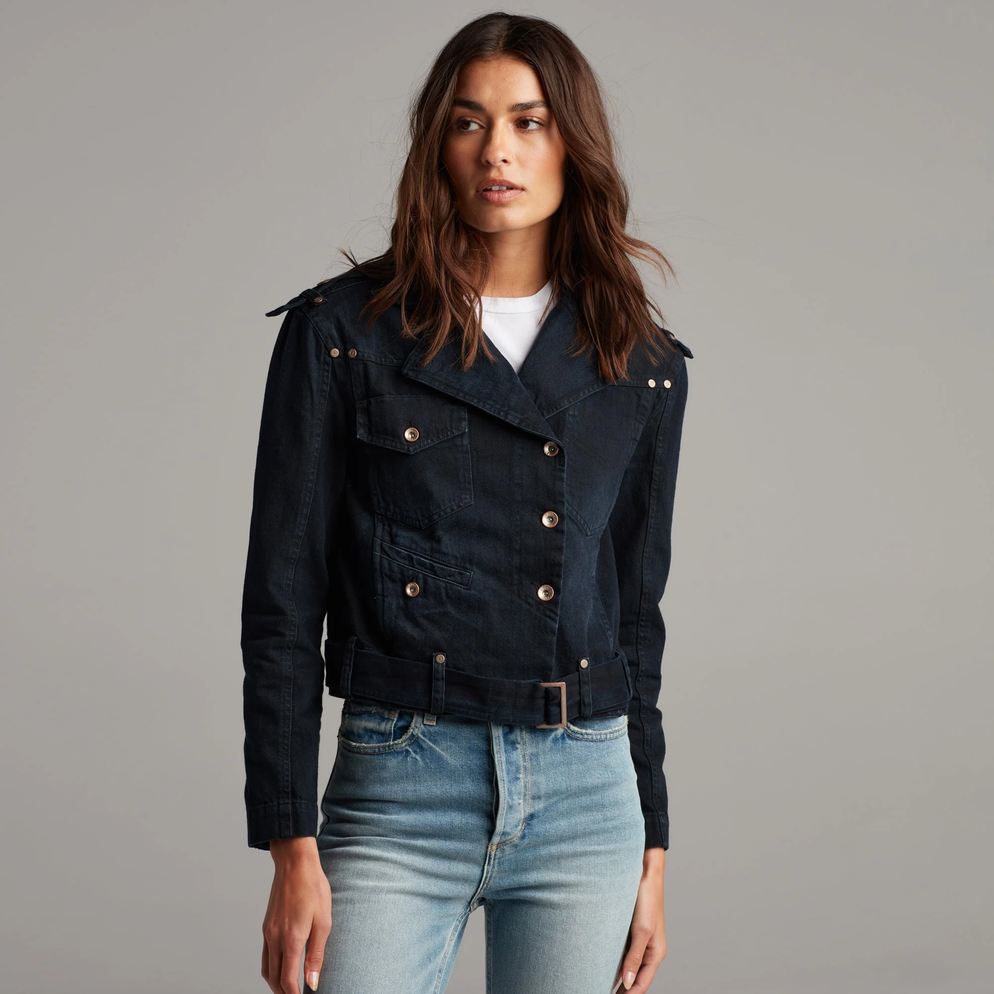 Jamie Cropped Denim Moto - Image 5