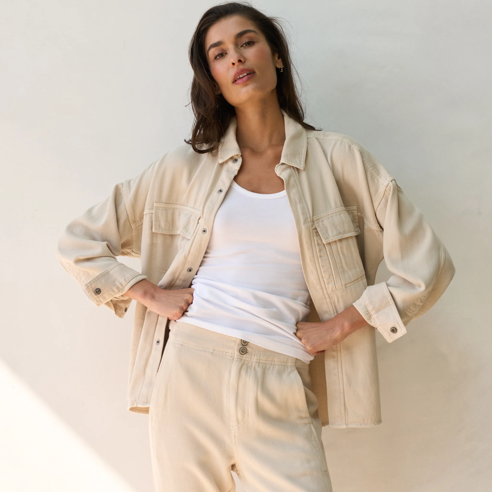 Odette Drape Denim Twill Shirt Jacket - Image 11