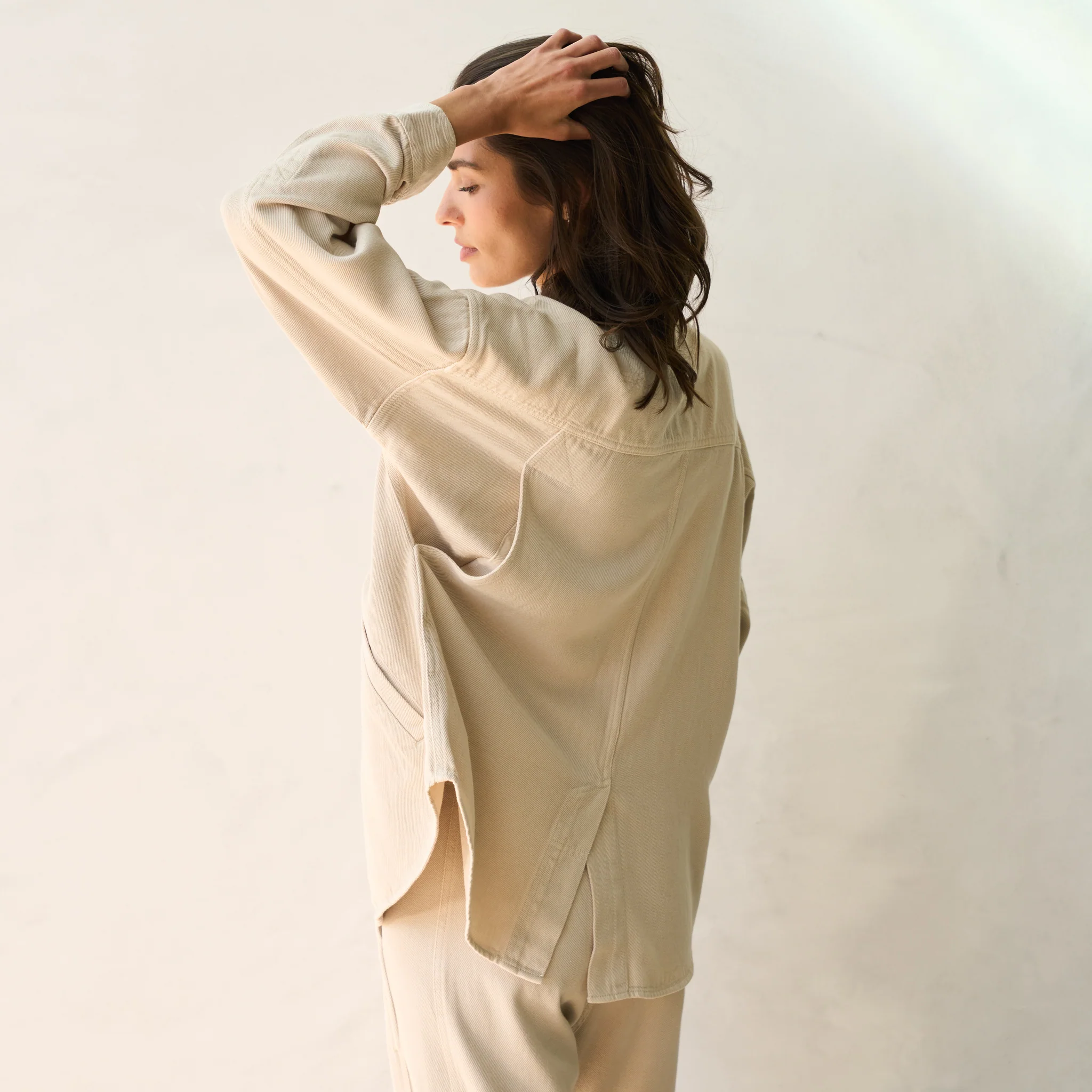 Odette Drape Denim Twill Shirt Jacket - Image 15