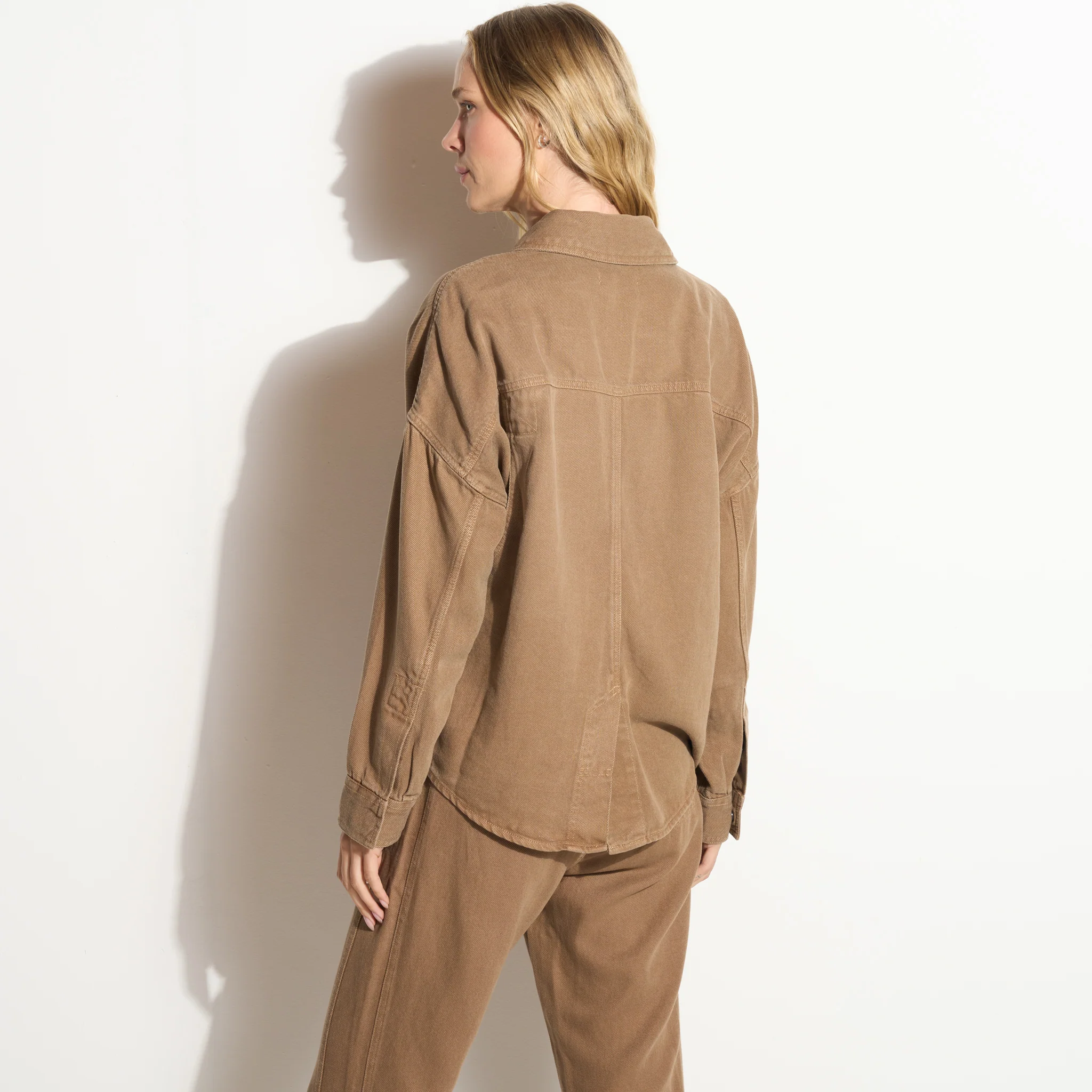 Odette Drape Denim Twill Shirt Jacket - Image 7