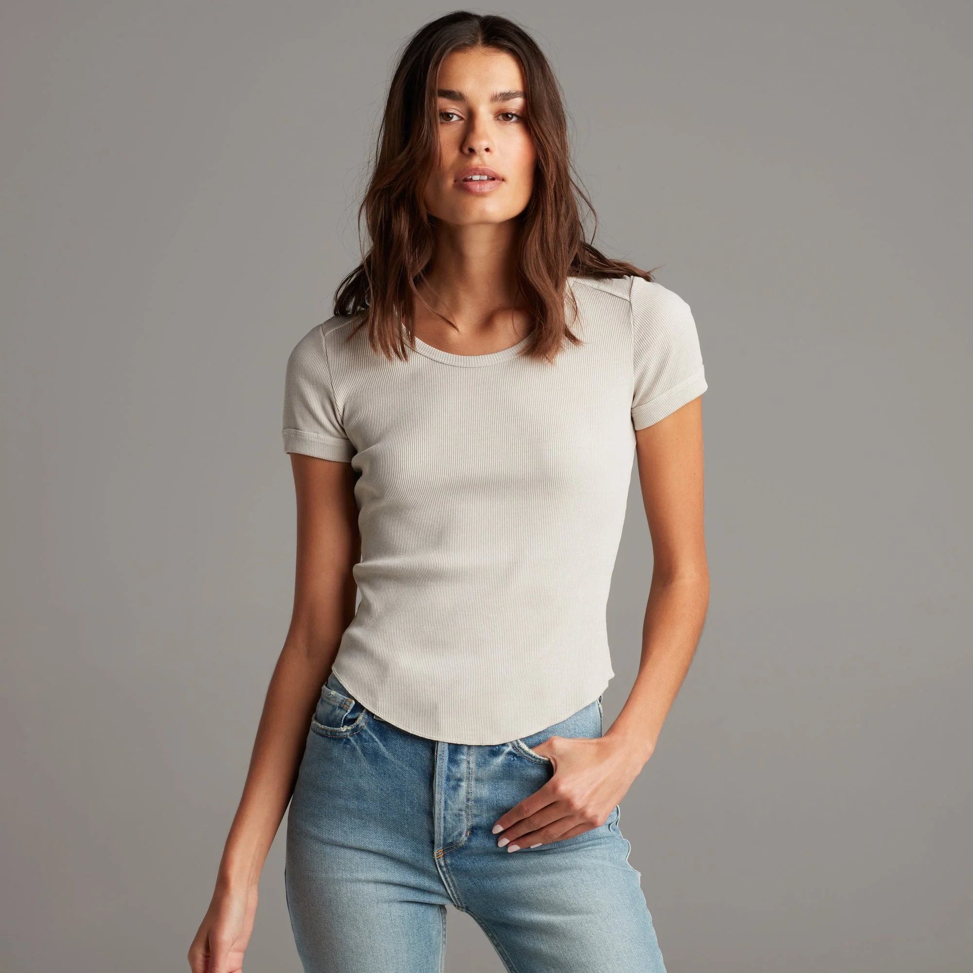 Oslo Scoop Neck Ribbed Tee