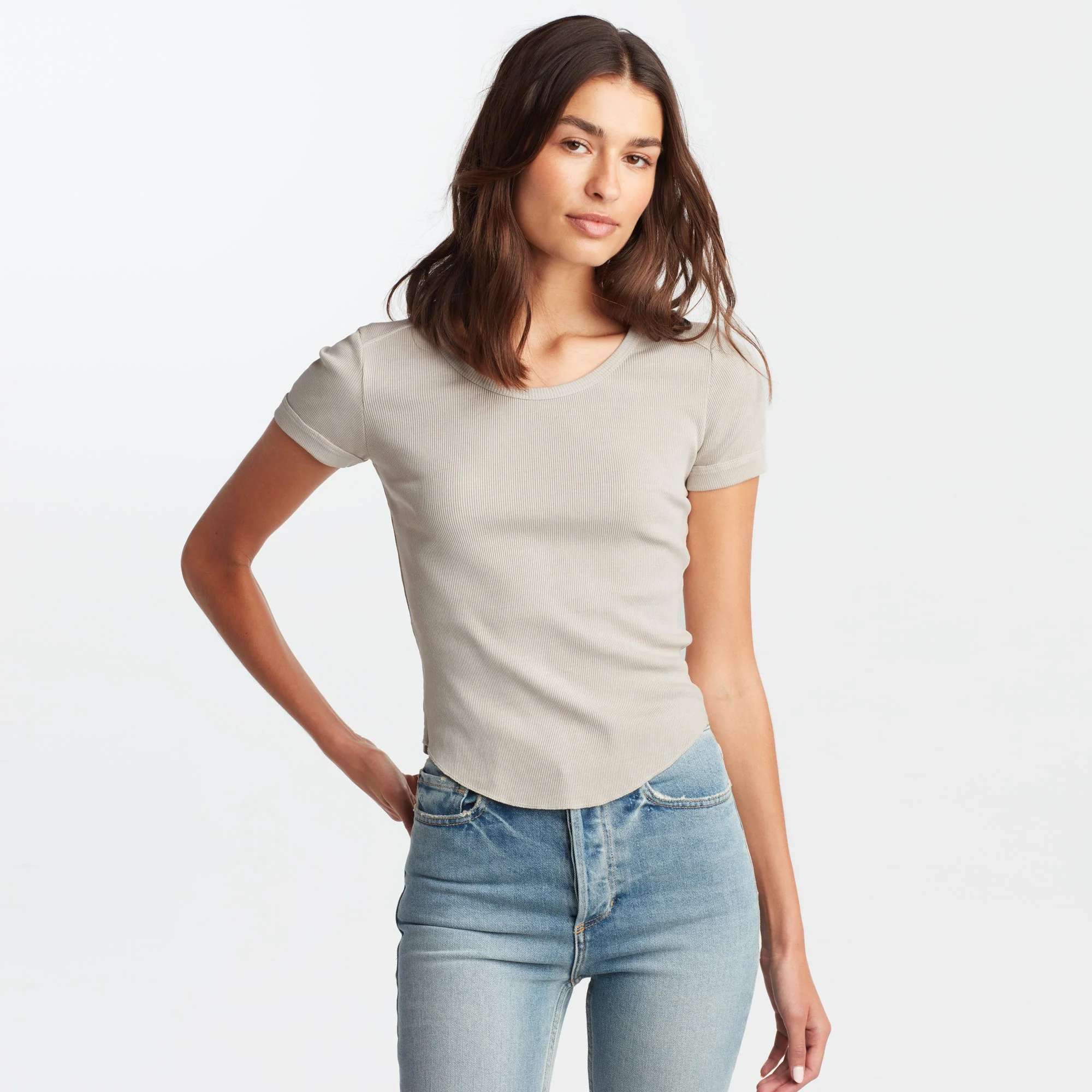 Oslo Scoop Neck Ribbed Tee - Image 4