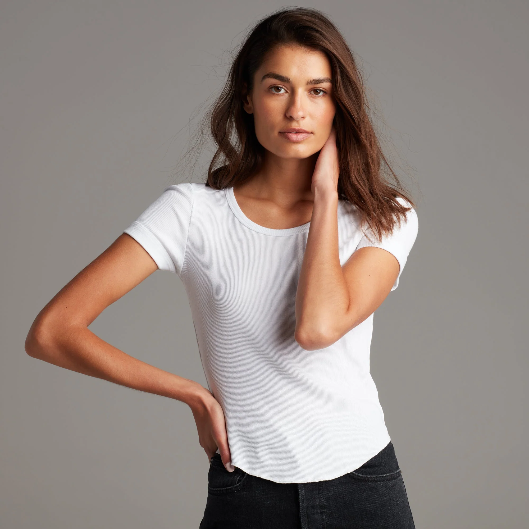Oslo Scoop Neck Ribbed Tee - Image 6