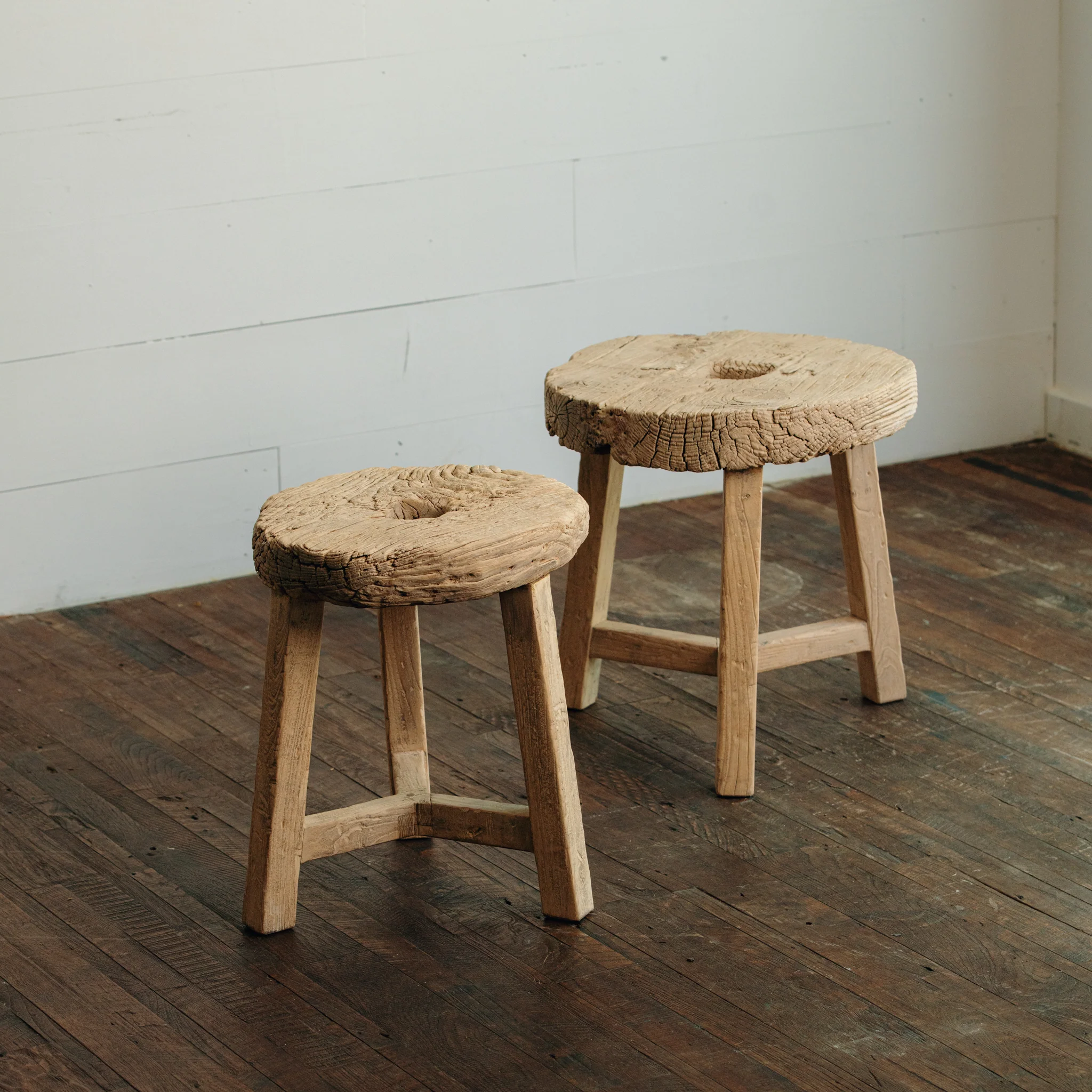 Rustic Round Stool with Opening - Image 3