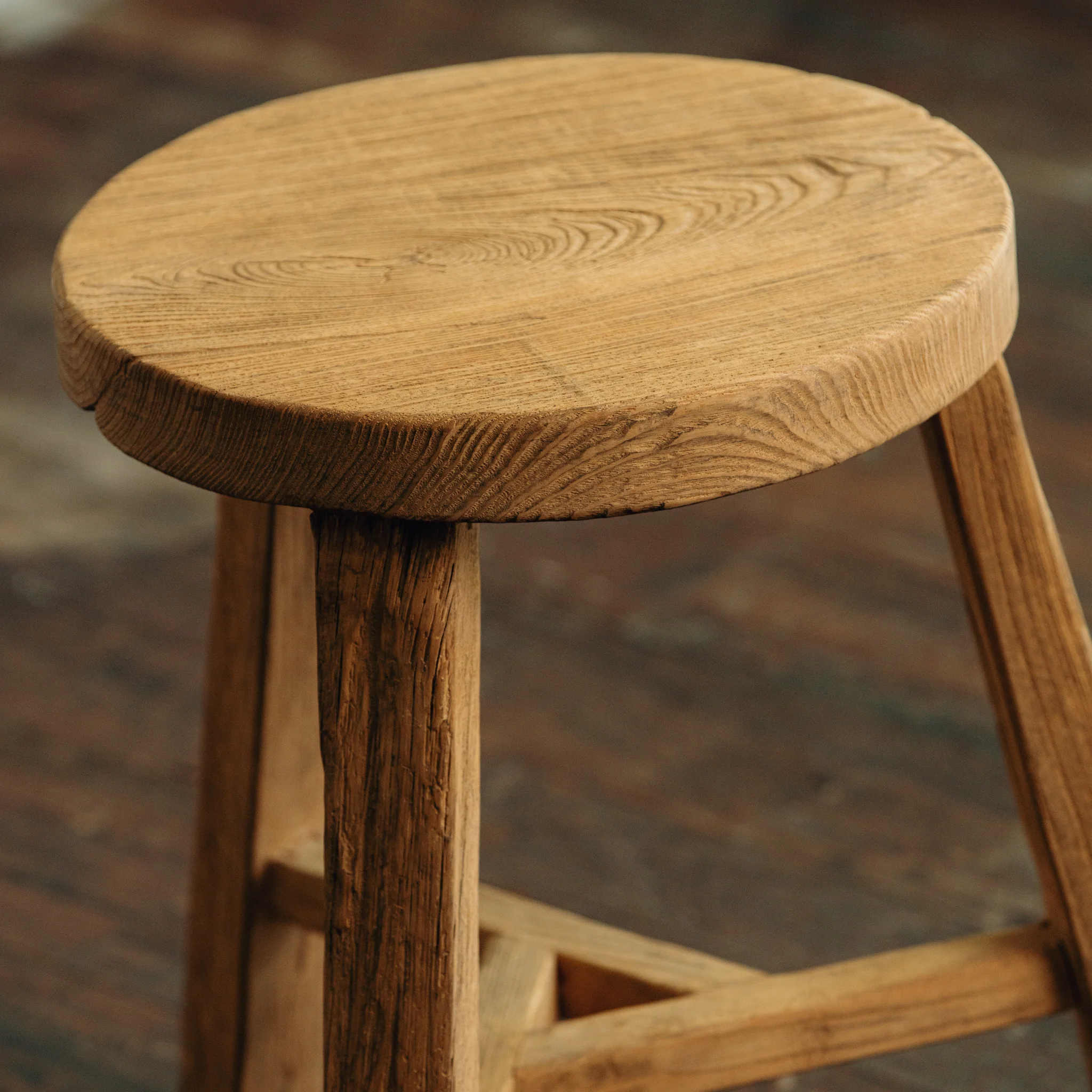 Small Round Vintage Stool - Image 4