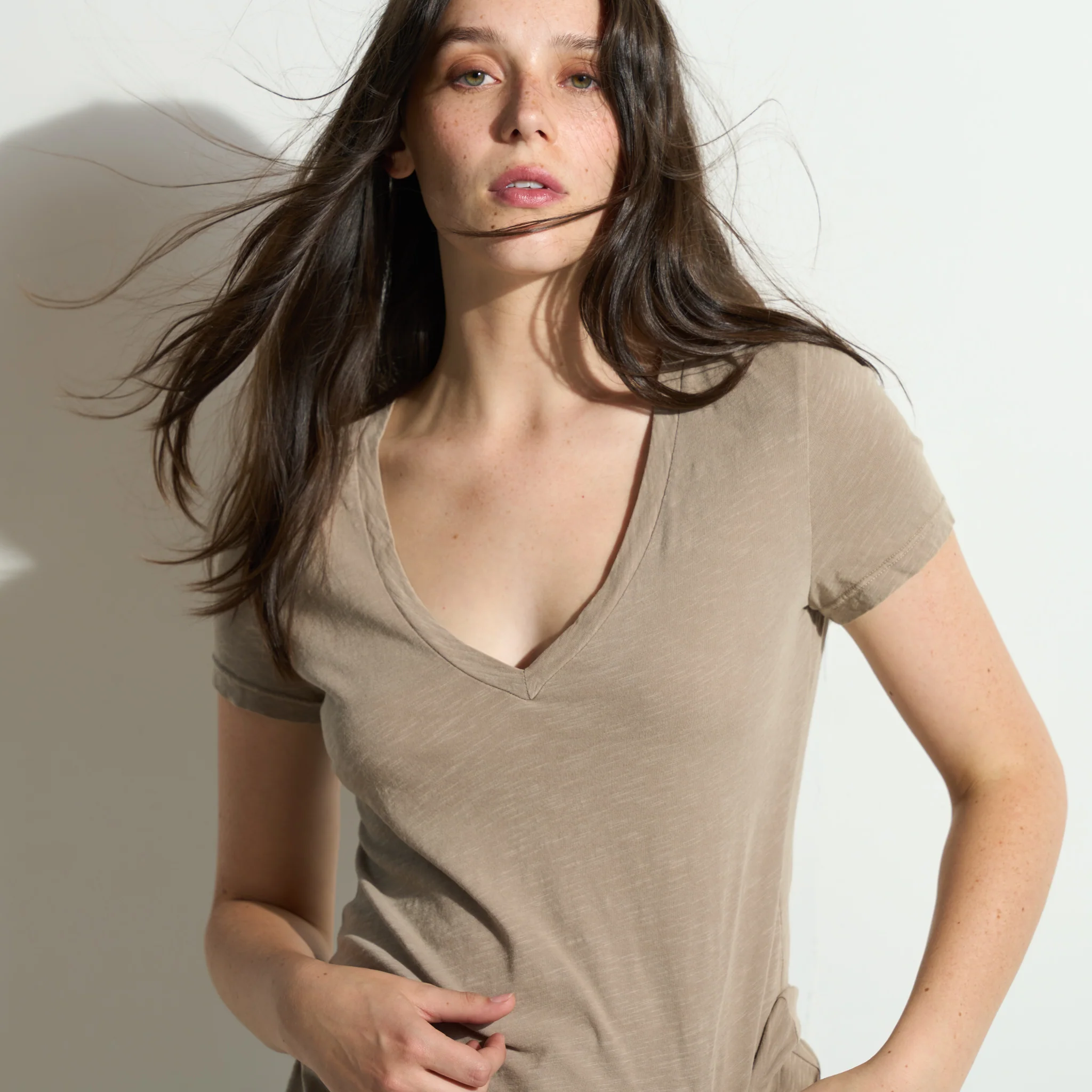 Tyler Deep V Neck Slub Tee - Image 10
