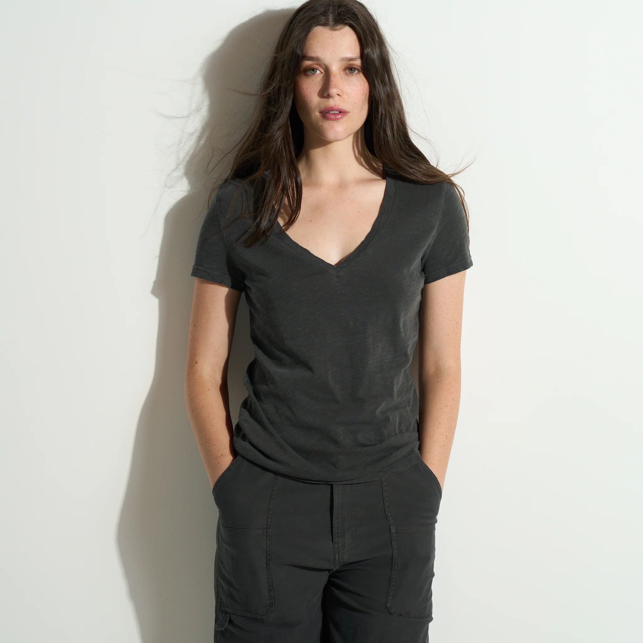 Tyler Deep V Neck Slub Tee - Image 7