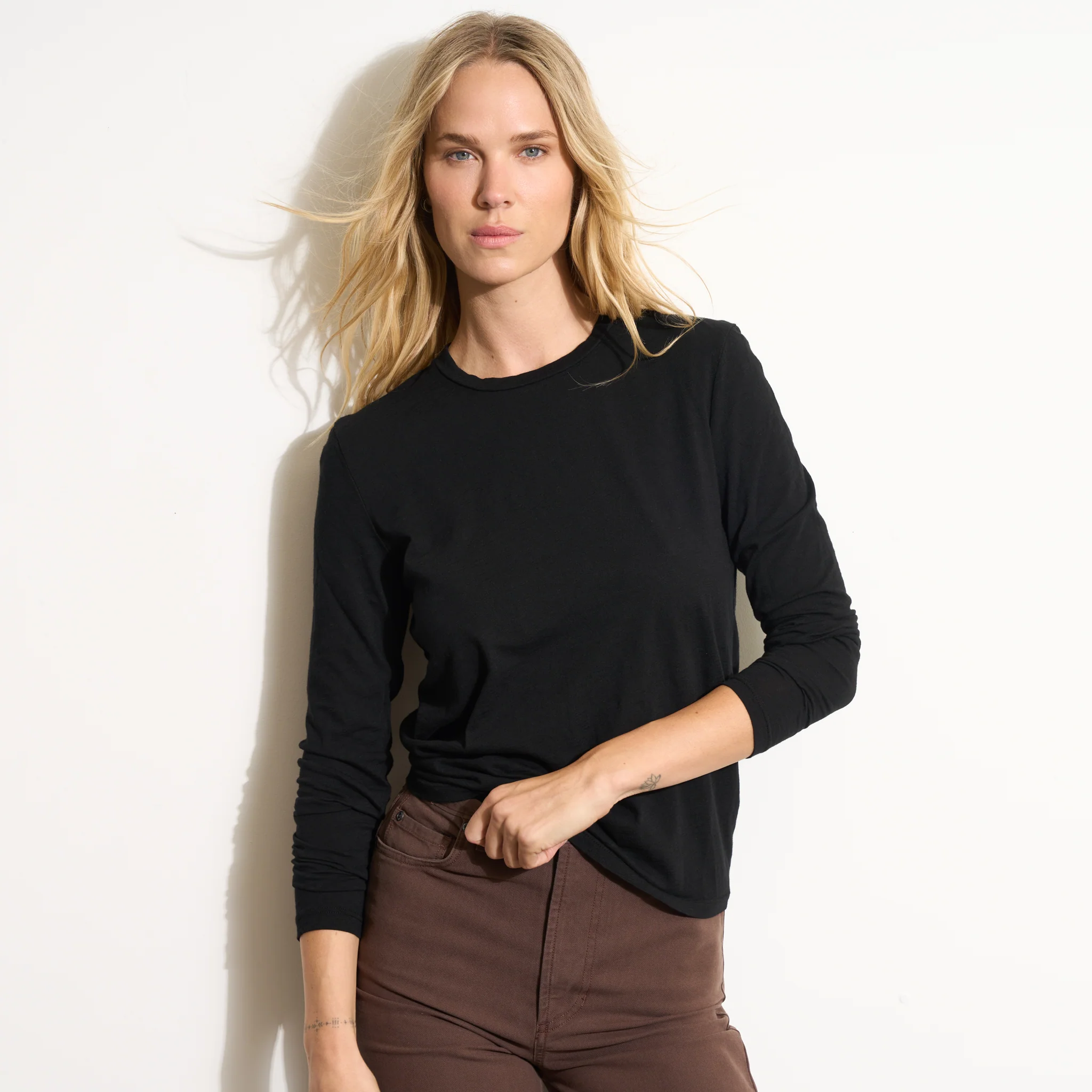 Tyler Long Sleeve Slub Crew Neck Tee - Image 4