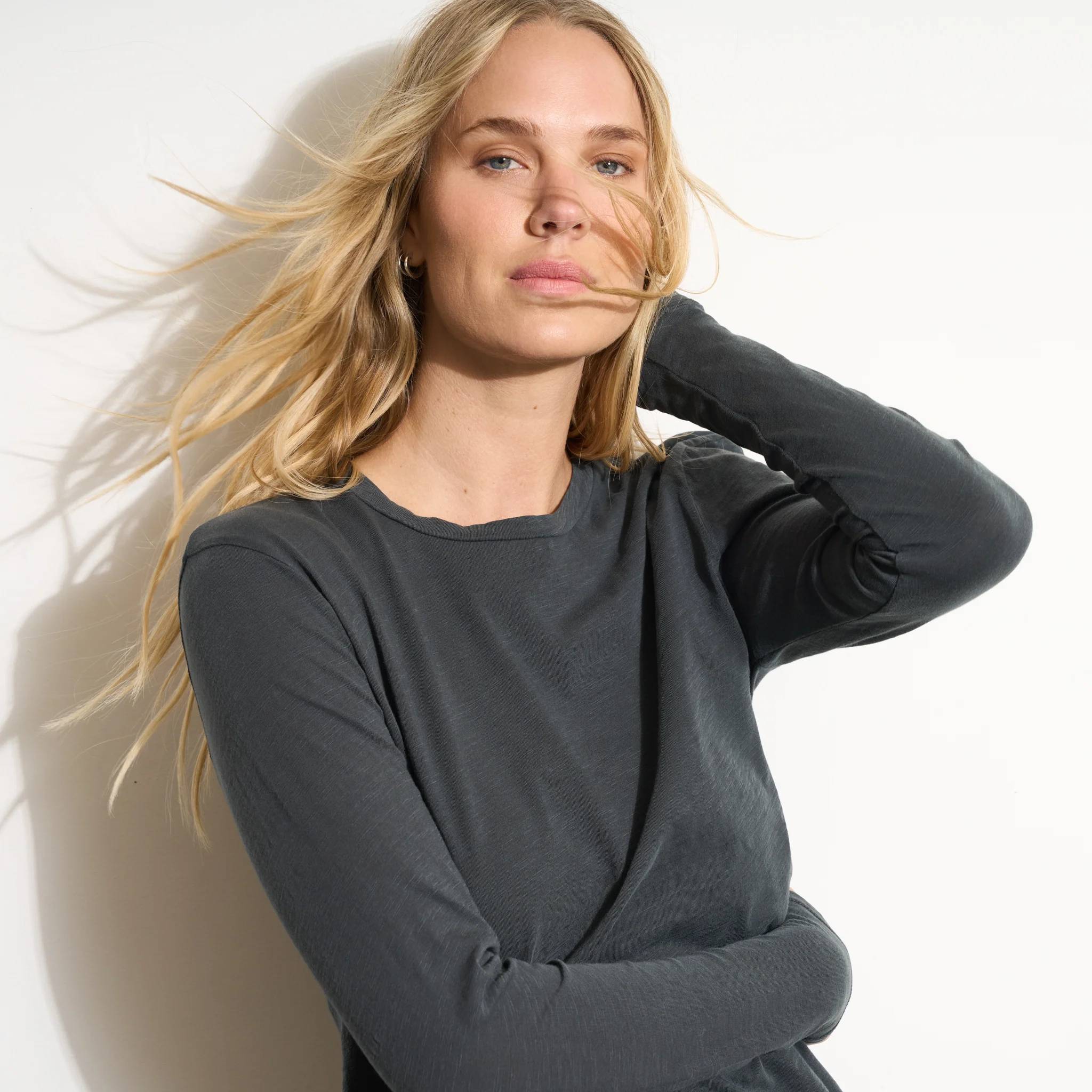 Tyler Long Sleeve Slub Crew Neck Tee - Image 9
