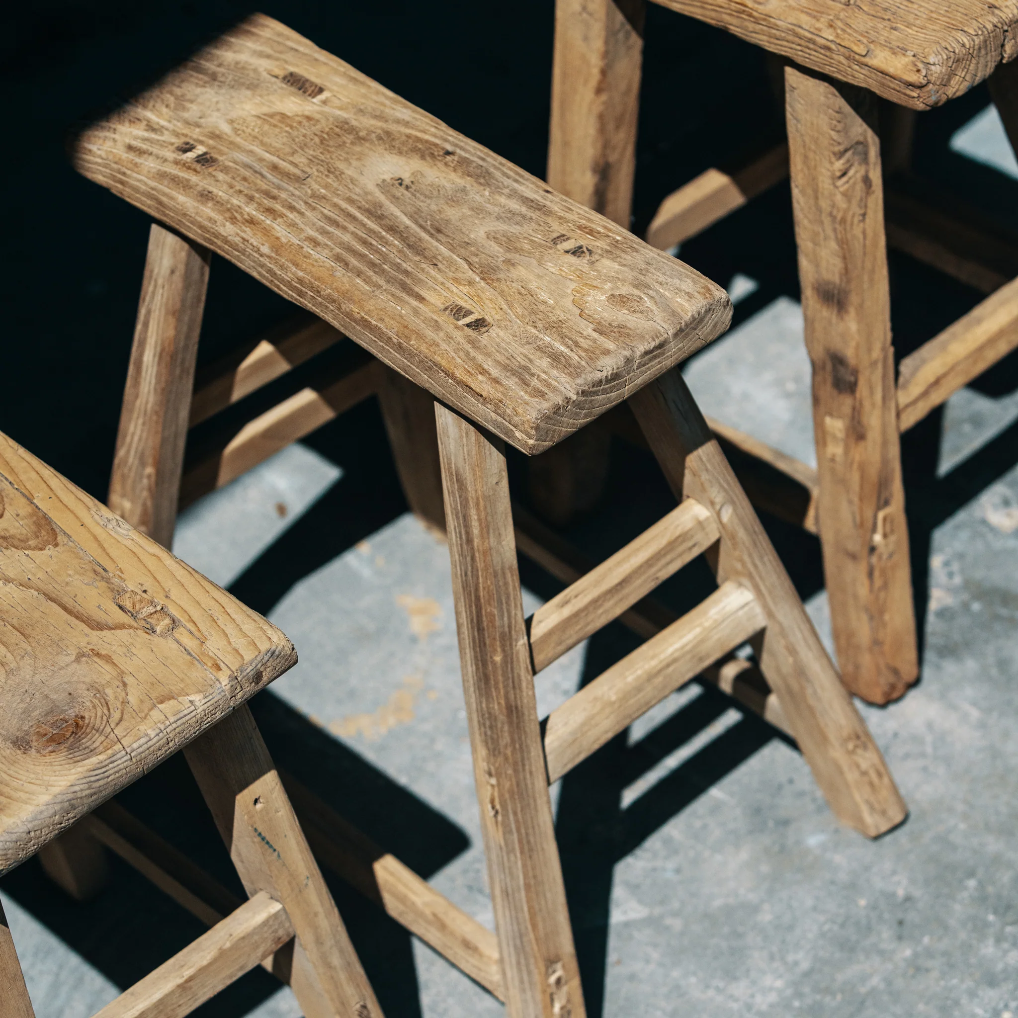 Vintage Elm Rectangular Stool - Image 3